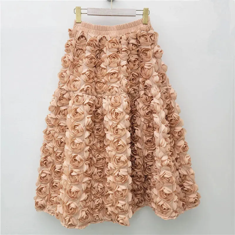 3d Flower Midi Skirt