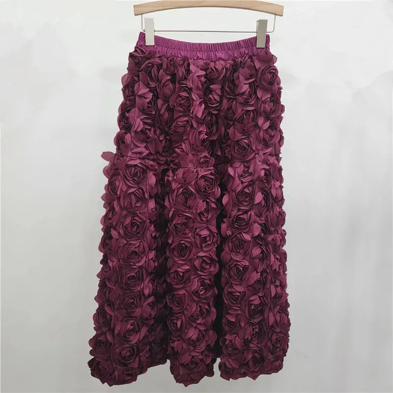 3d Flower Midi Skirt