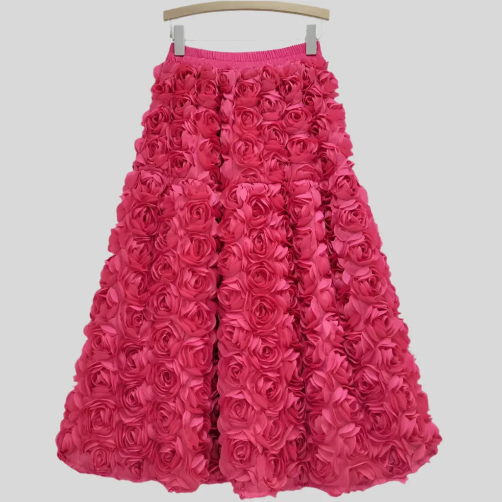 3d Flower Midi Skirt