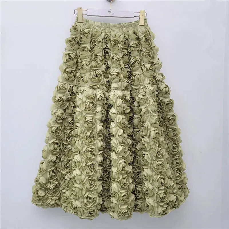 3d Flower Midi Skirt