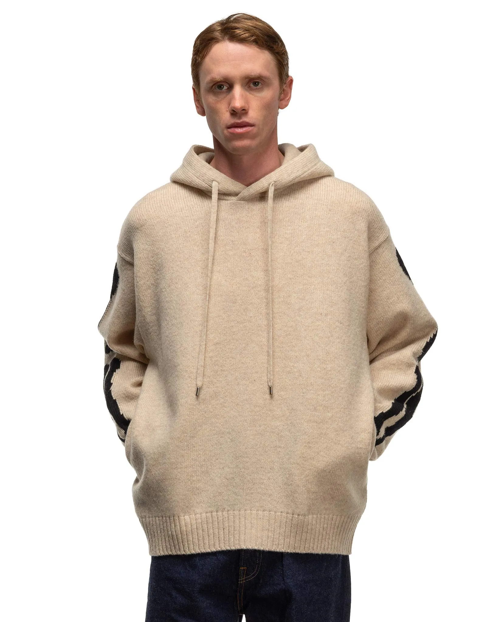 5G Wool BONE Hood Sweater Ecru