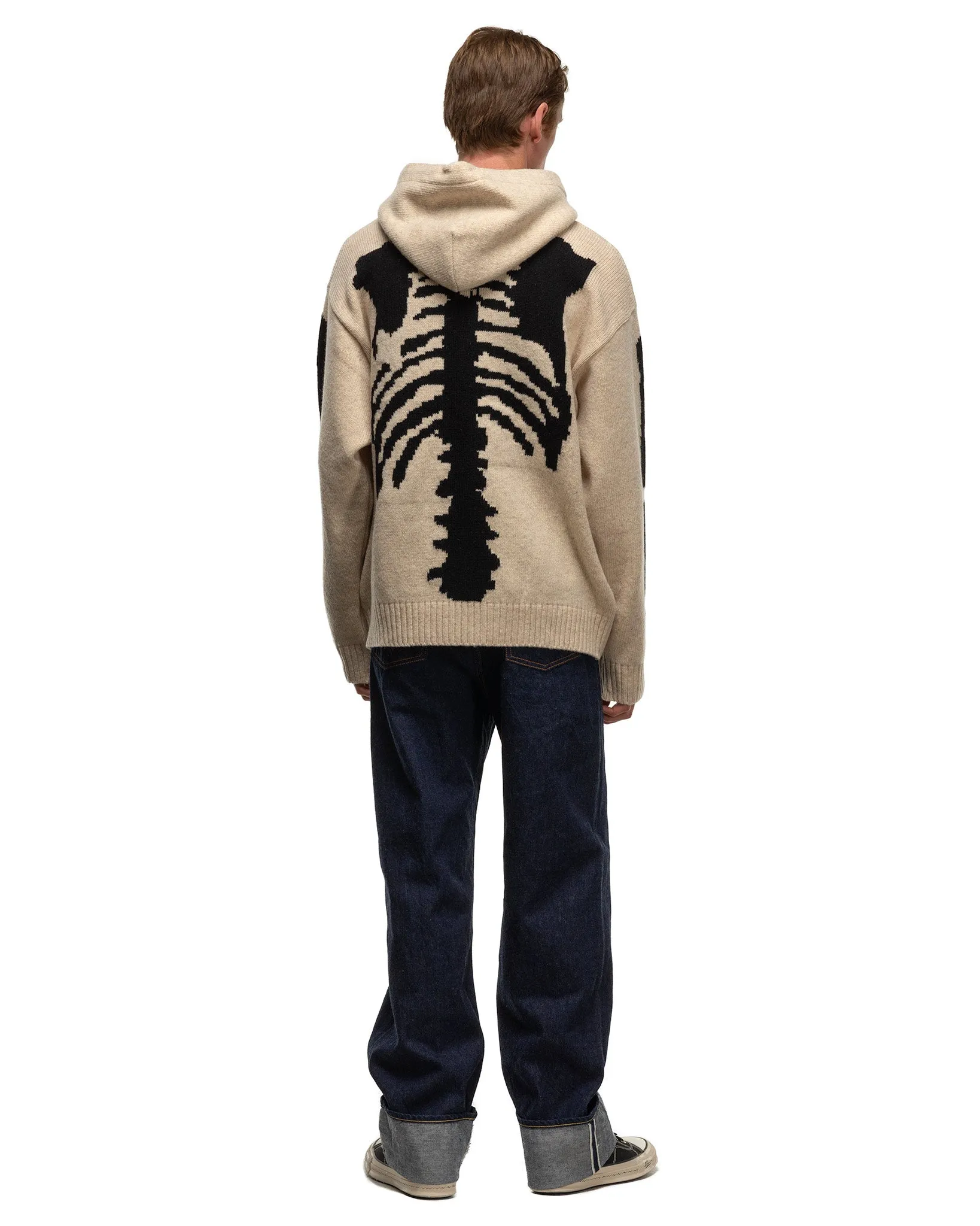 5G Wool BONE Hood Sweater Ecru