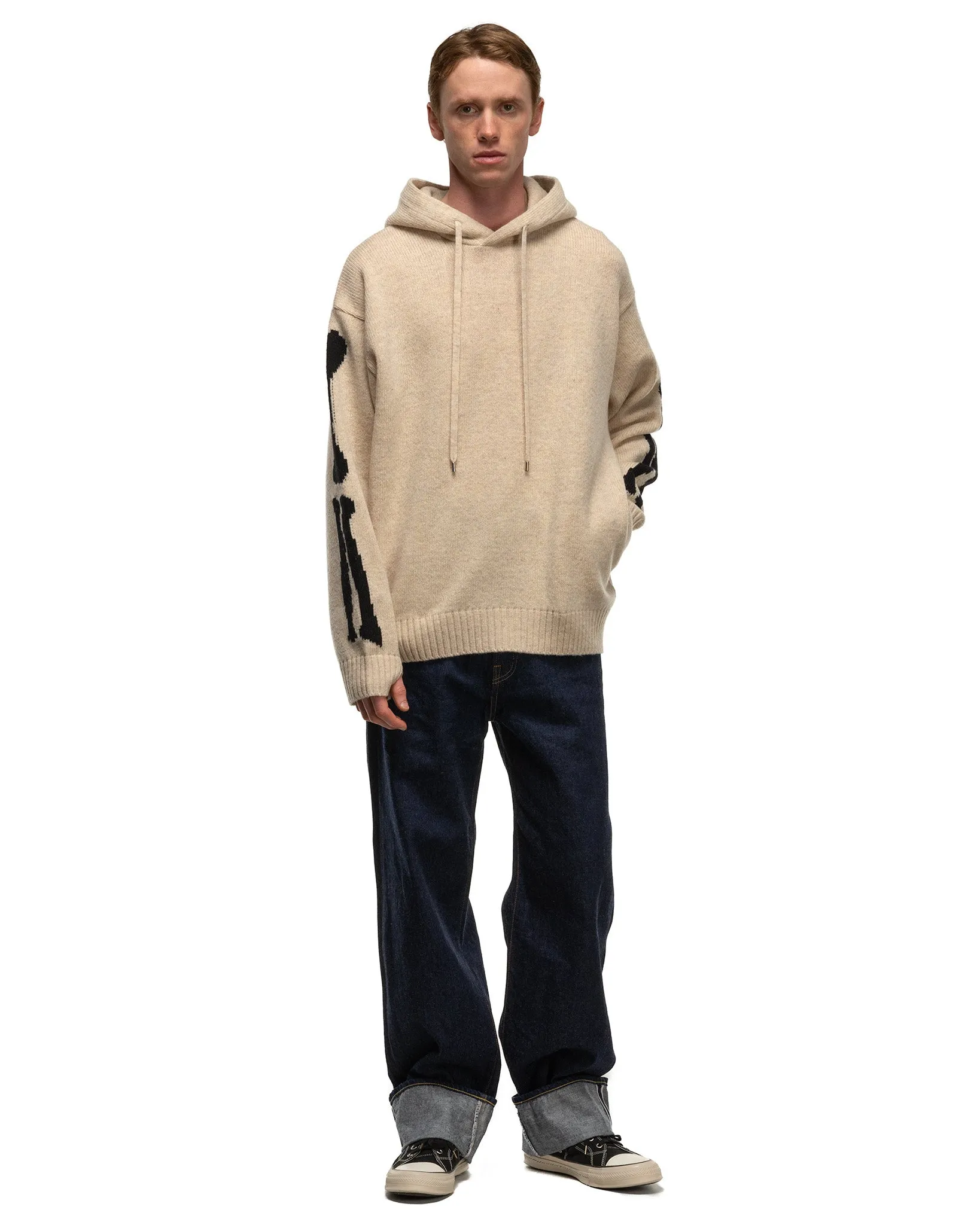 5G Wool BONE Hood Sweater Ecru