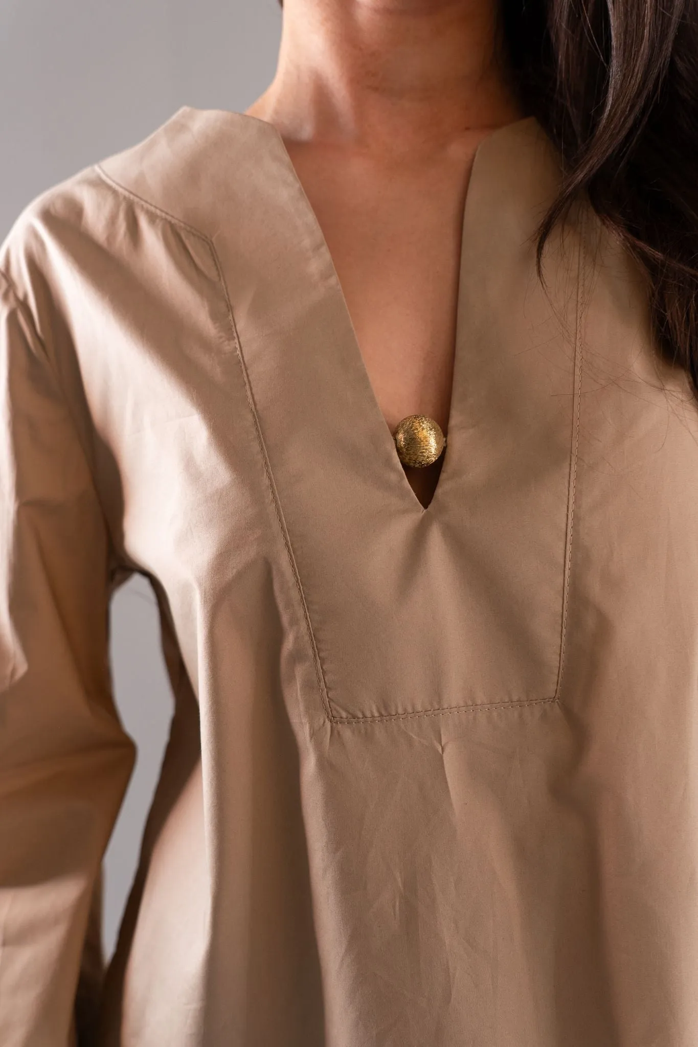 Alana Bead Detail Blouse In Neutral