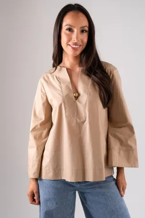 Alana Bead Detail Blouse In Neutral