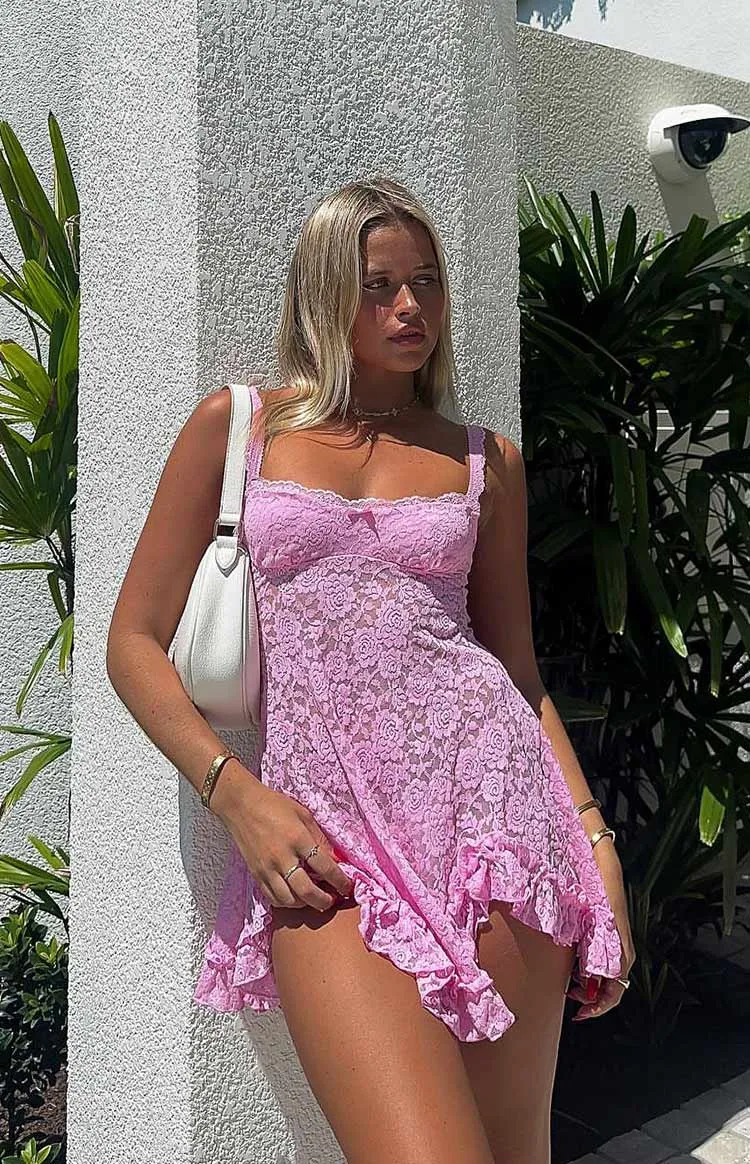 All Mine Pink Lace Mini Dress