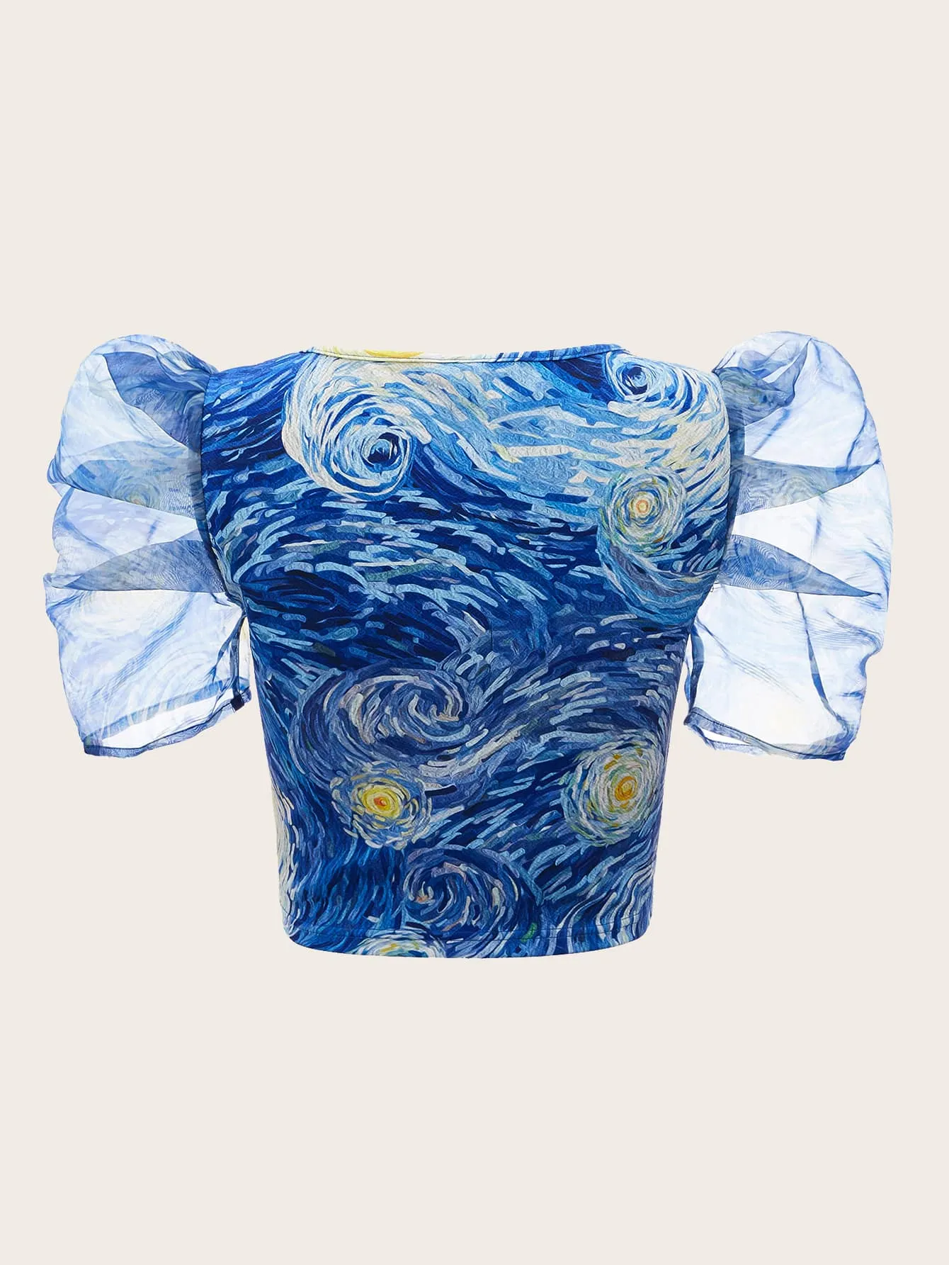 Allover Print Puff Sleeve Blouse