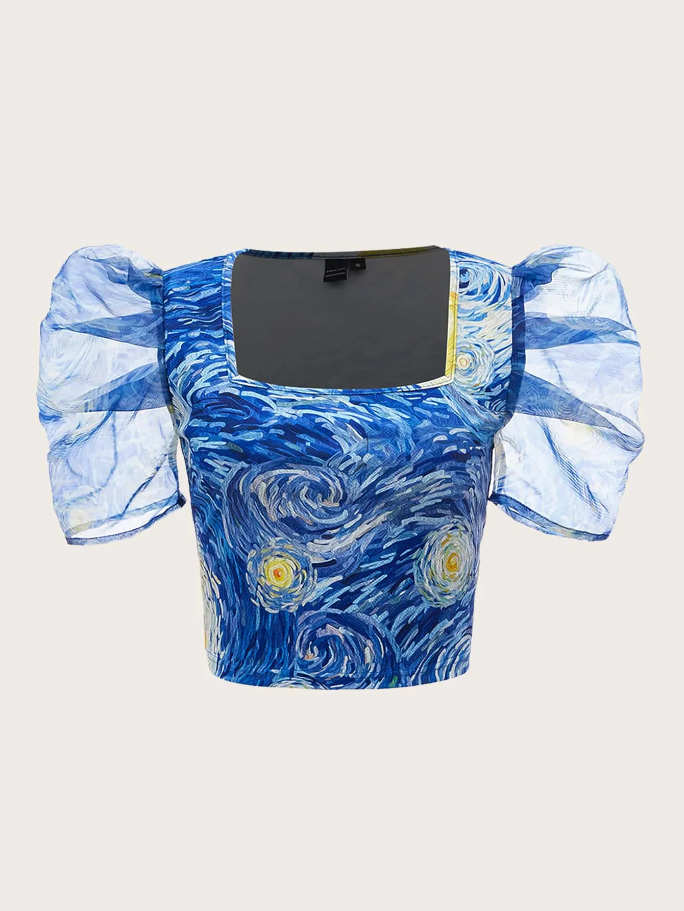 Allover Print Puff Sleeve Blouse