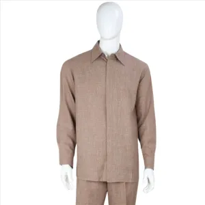 Apollo King Royal Diamond Mens Brown Textured 2 Piece Long Sleeve Walking Suit