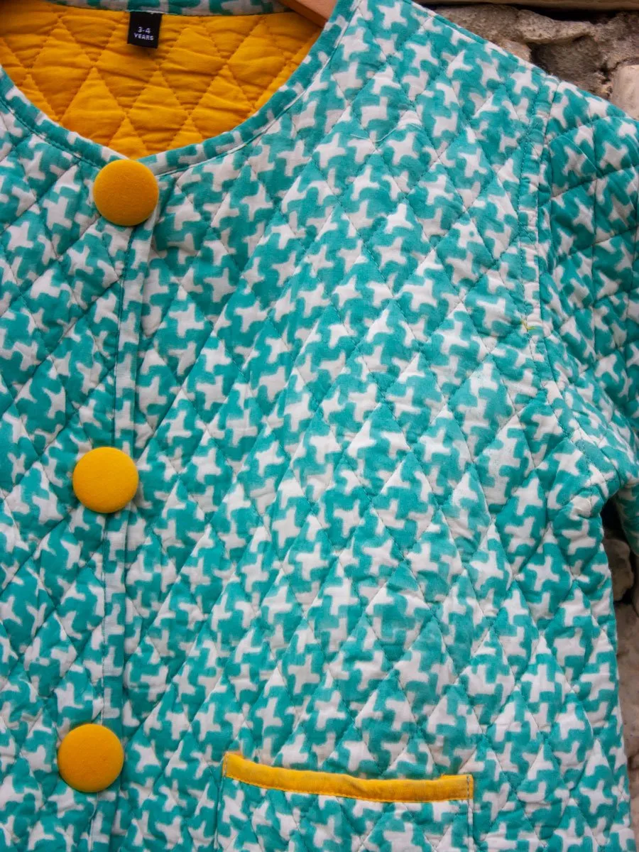 Aqua Fun Blue Organic Cotton Quilted Tea Cup Jacket