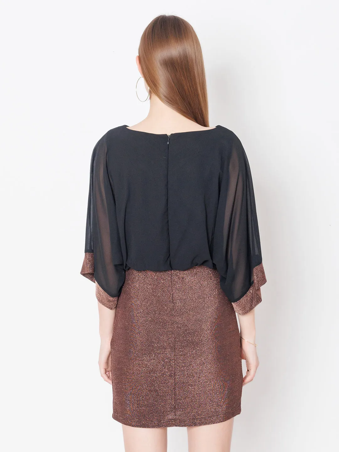 Black & Rose Gold Shimmer Bodycon Mini Dress