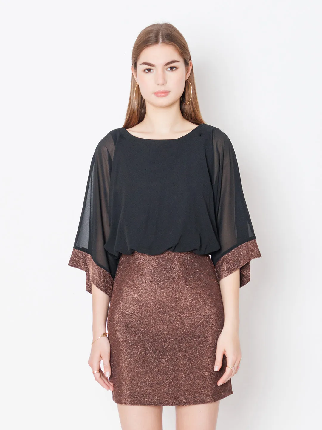 Black & Rose Gold Shimmer Bodycon Mini Dress