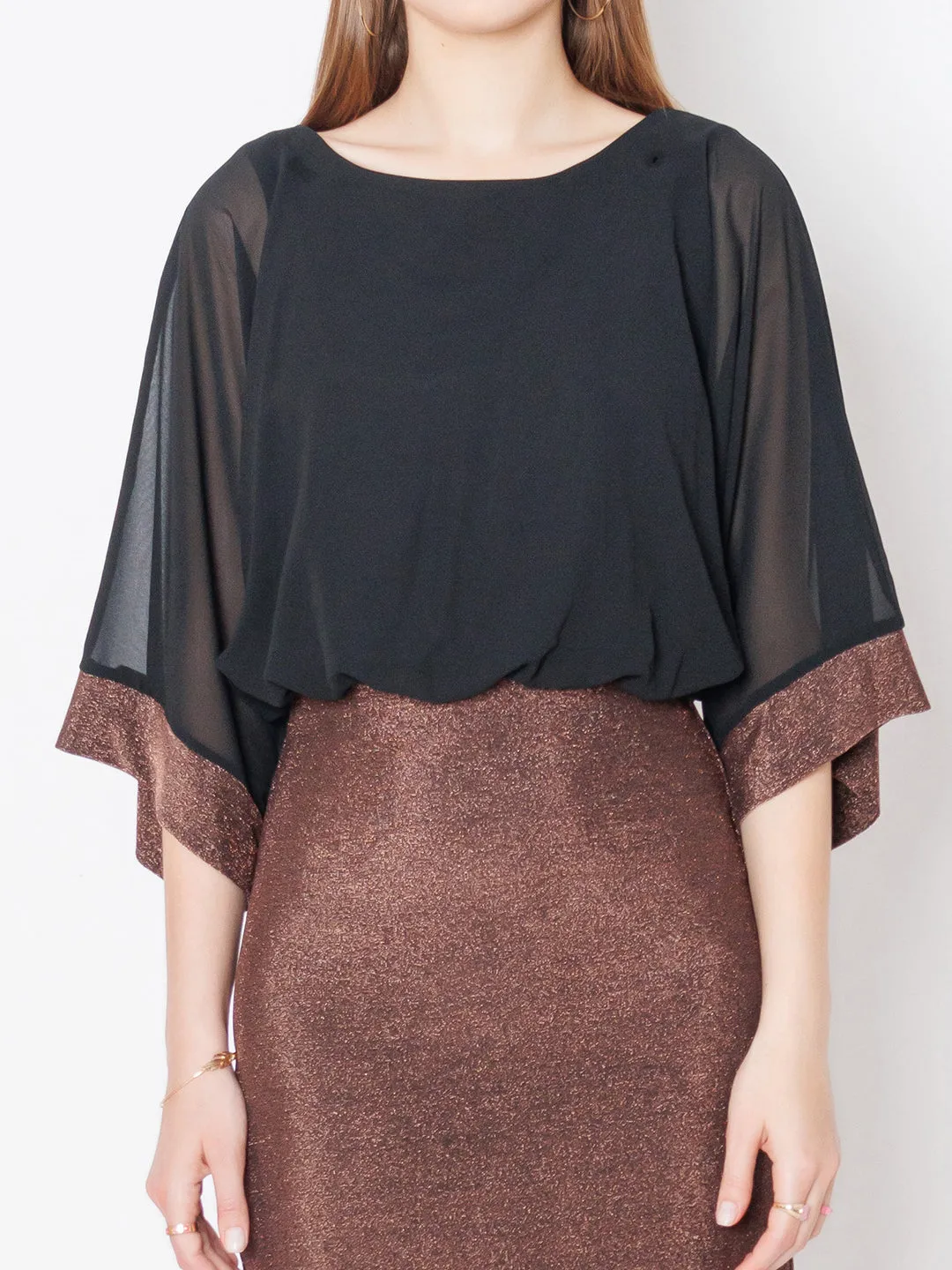 Black & Rose Gold Shimmer Bodycon Mini Dress