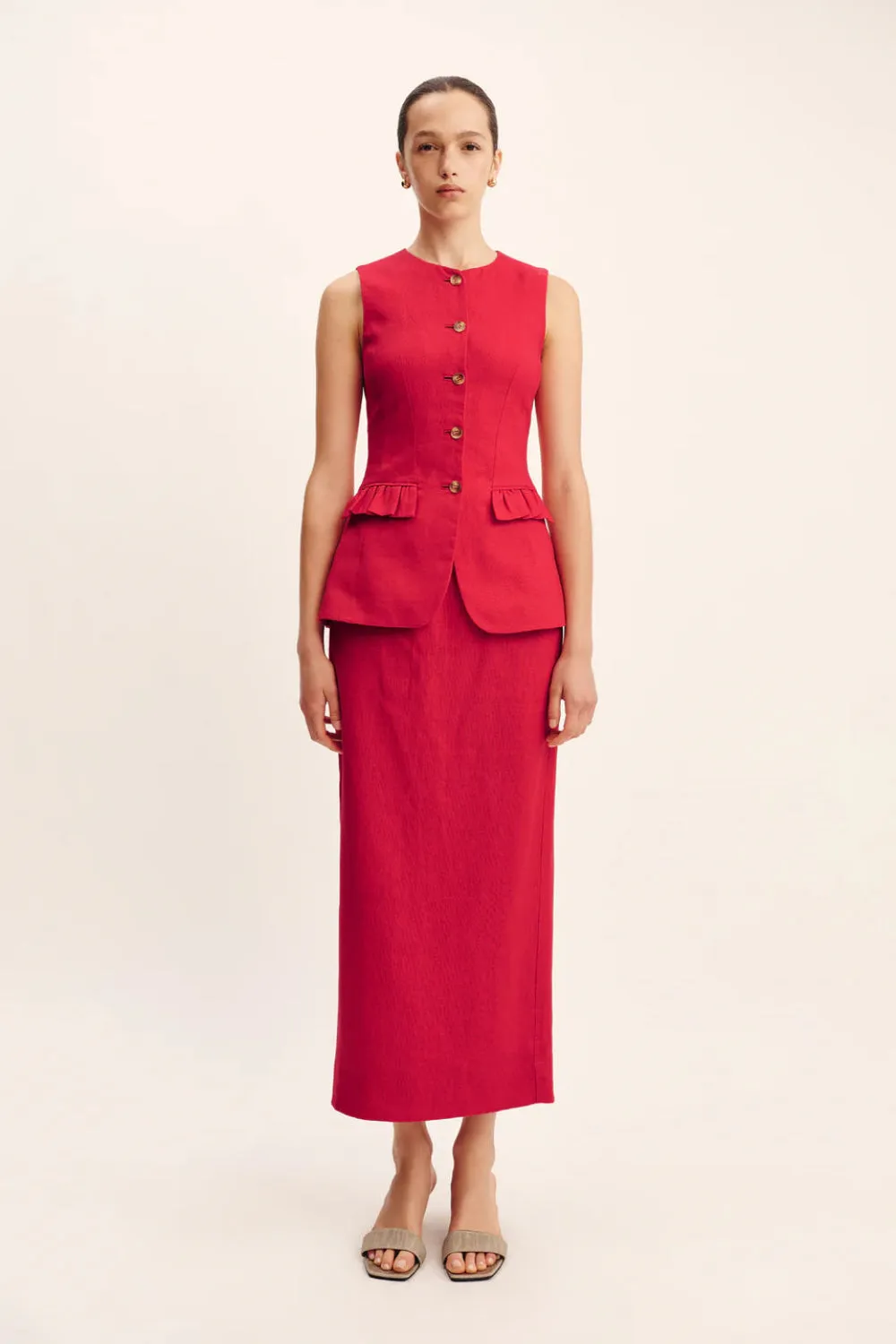 Bonnie Pencil Skirt Red