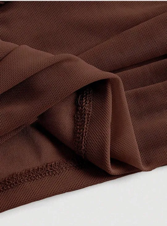 Brown One Shoulder Ruched Red Slim Fit Crop Top