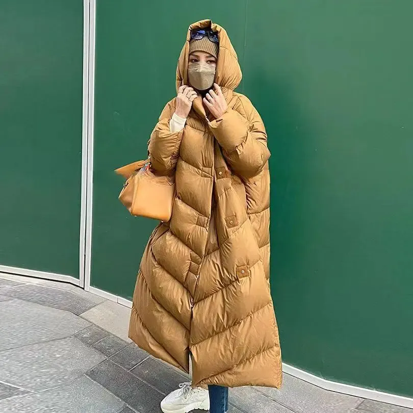 Caramel Fine Cotton Filled Hooded Coat