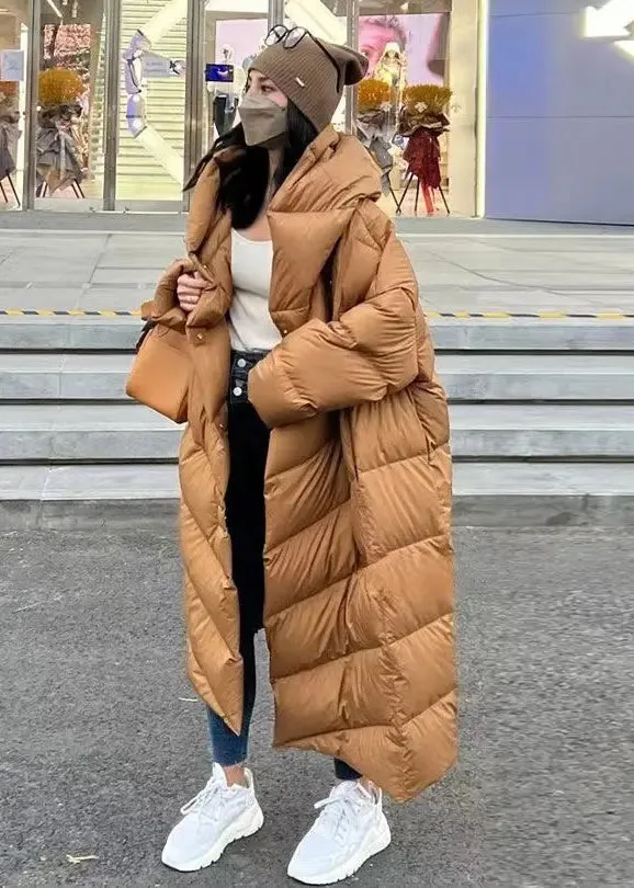Caramel Fine Cotton Filled Hooded Coat
