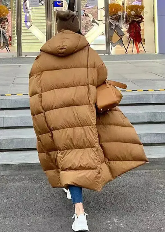 Caramel Fine Cotton Filled Hooded Coat