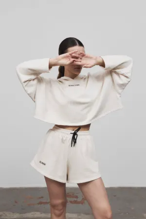 CROPPED HOODIE  in LIGHT BEIGE