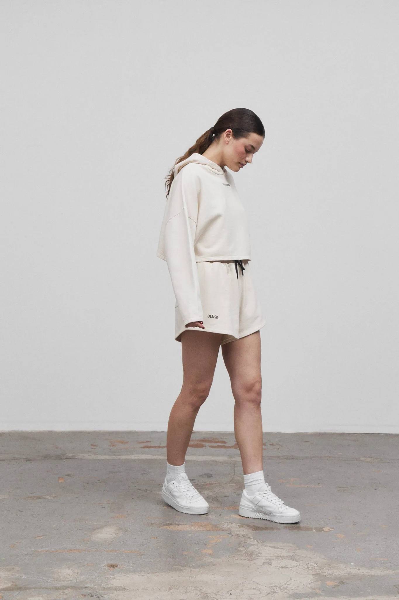 CROPPED HOODIE  in LIGHT BEIGE