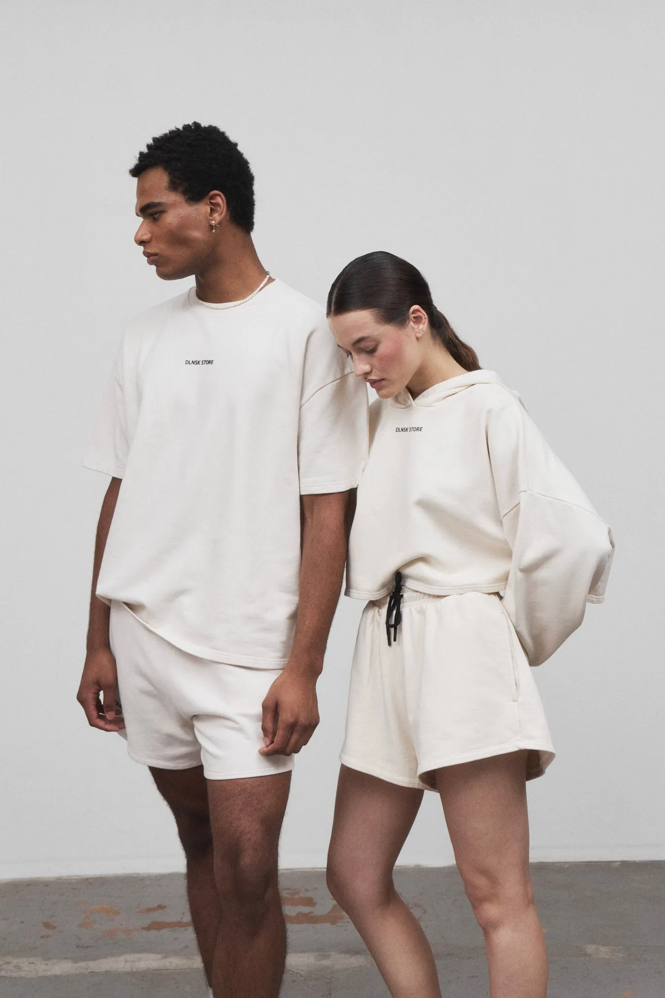 CROPPED HOODIE  in LIGHT BEIGE
