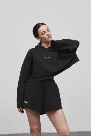 CROPPED HOODIE  in WASHED GREY