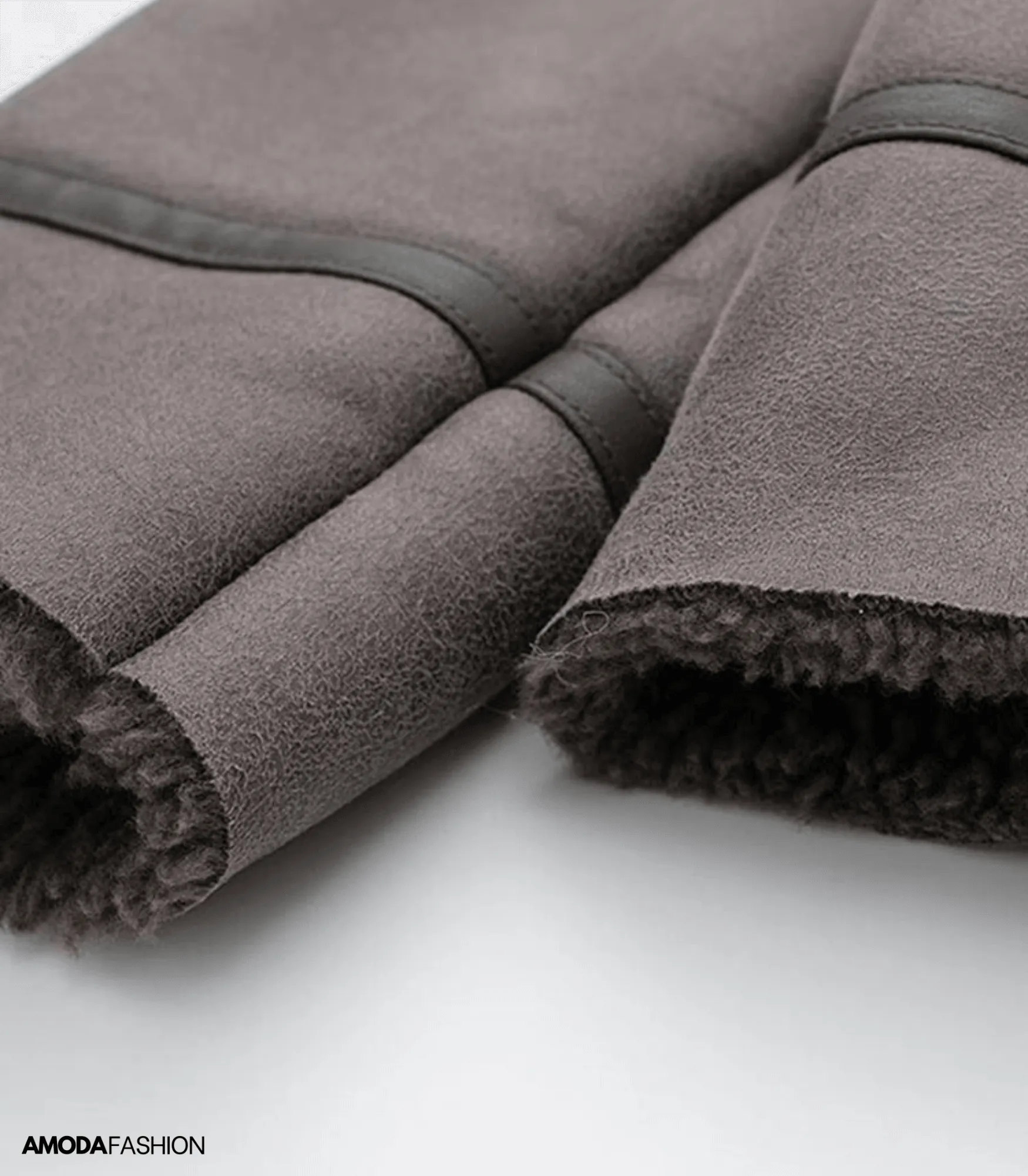 Dikke fleece leren jas