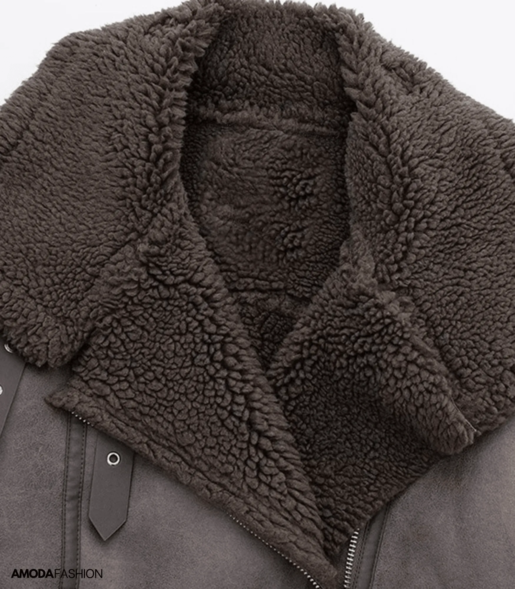 Dikke fleece leren jas