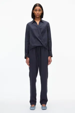 Draped Crossover Long Sleeve Shirt