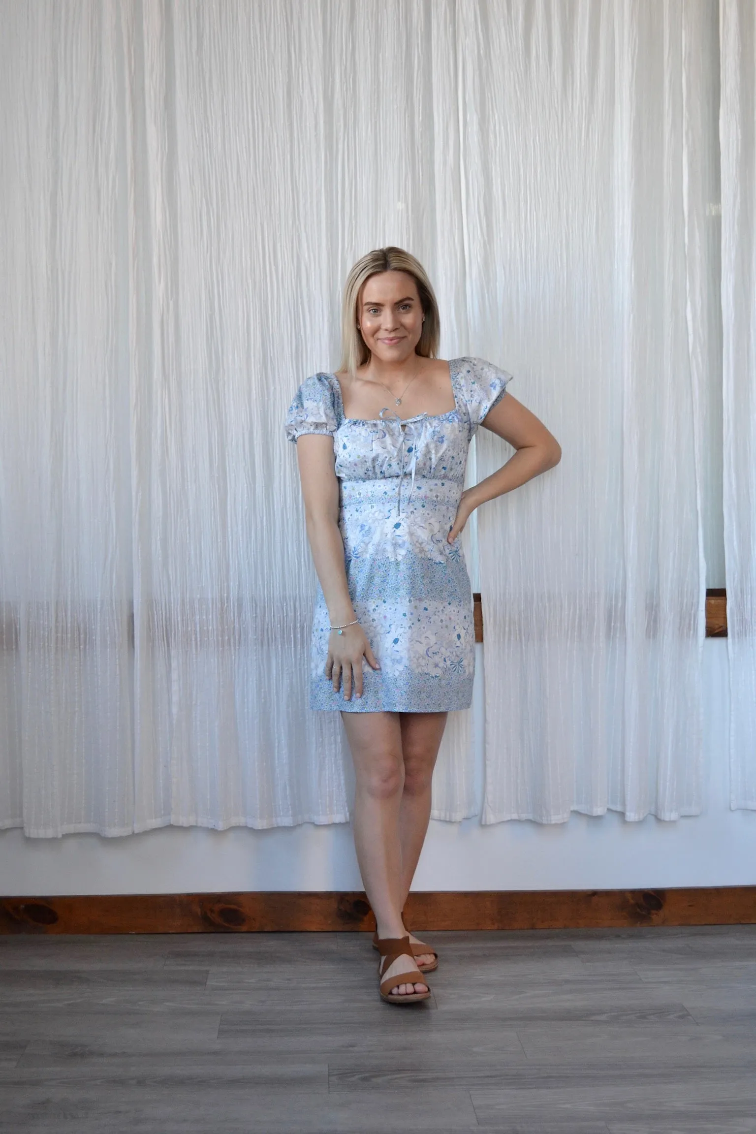 Everly Blue Mini Floral Dress - Final Sale