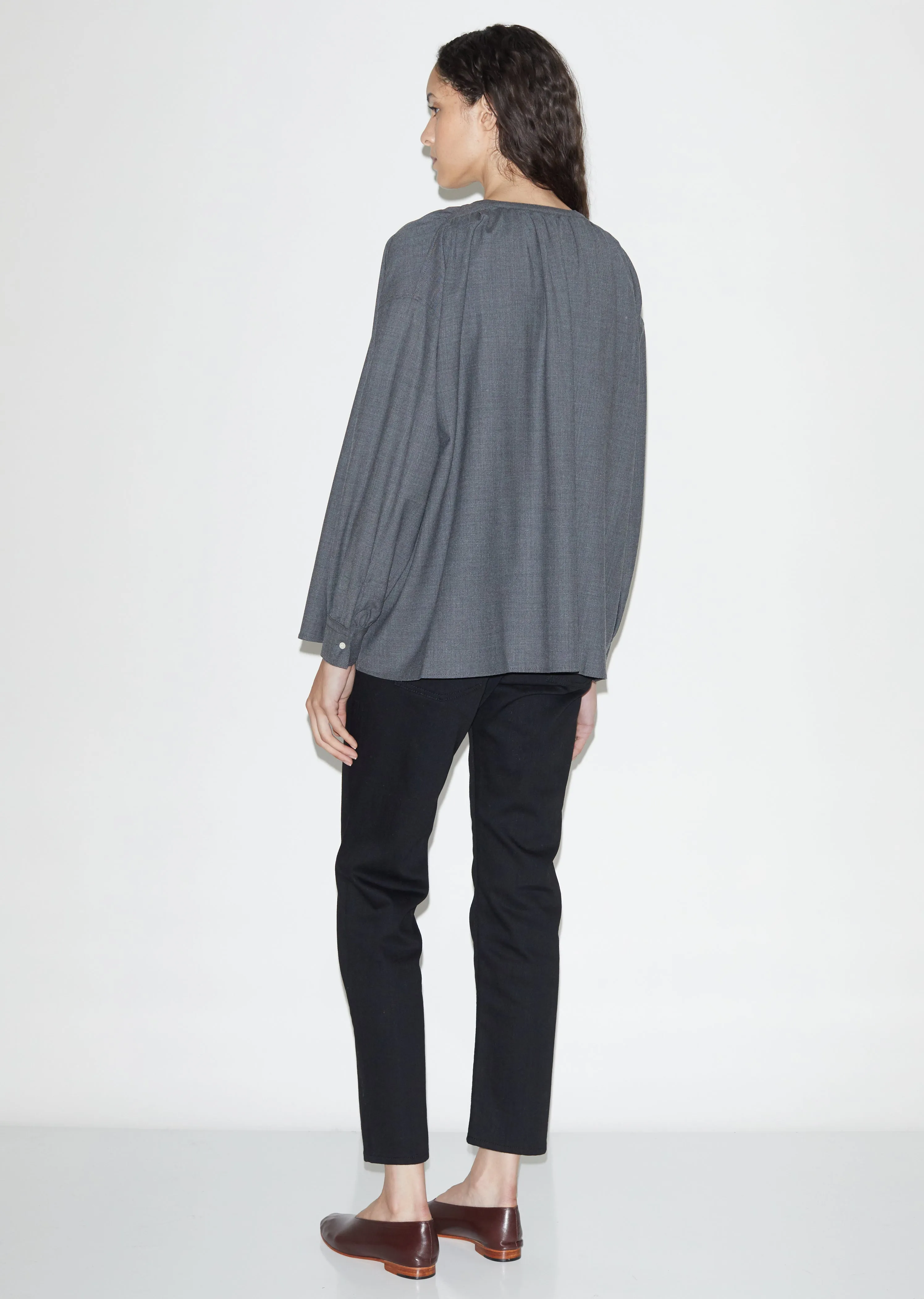 Gathered Wool Cupro Blouse