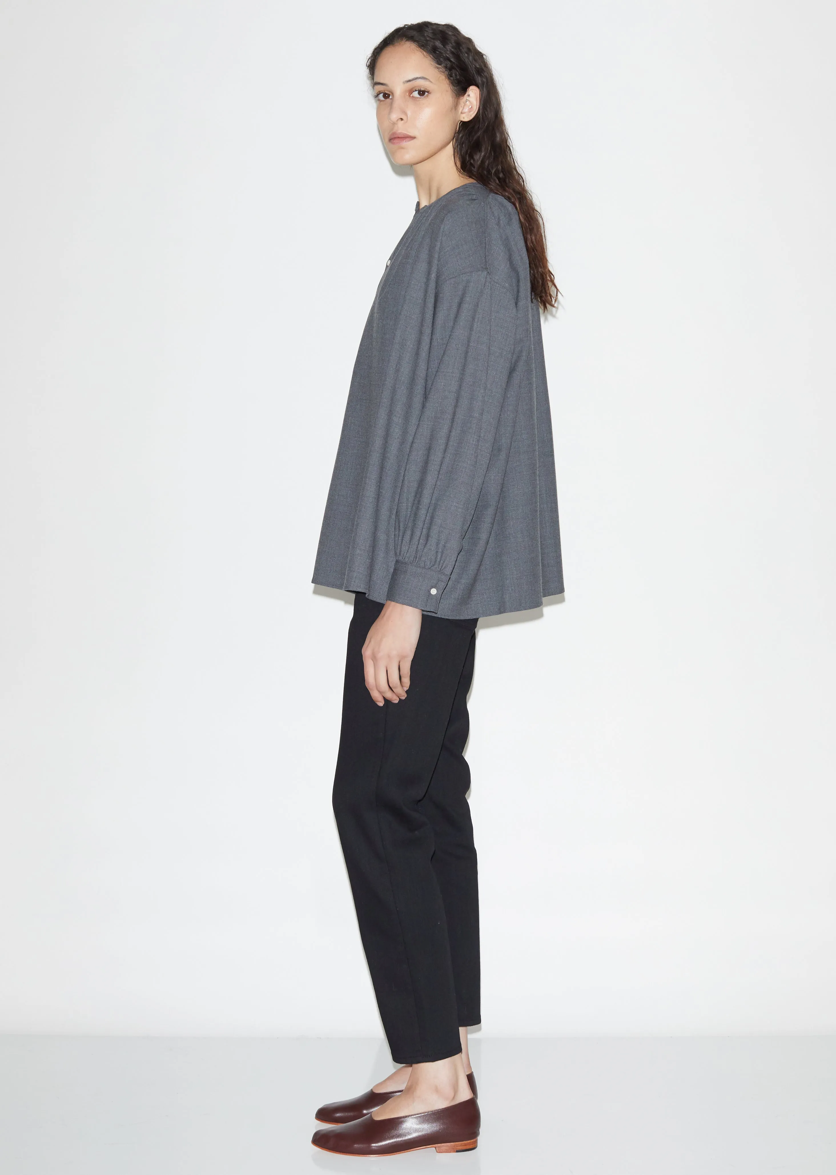 Gathered Wool Cupro Blouse