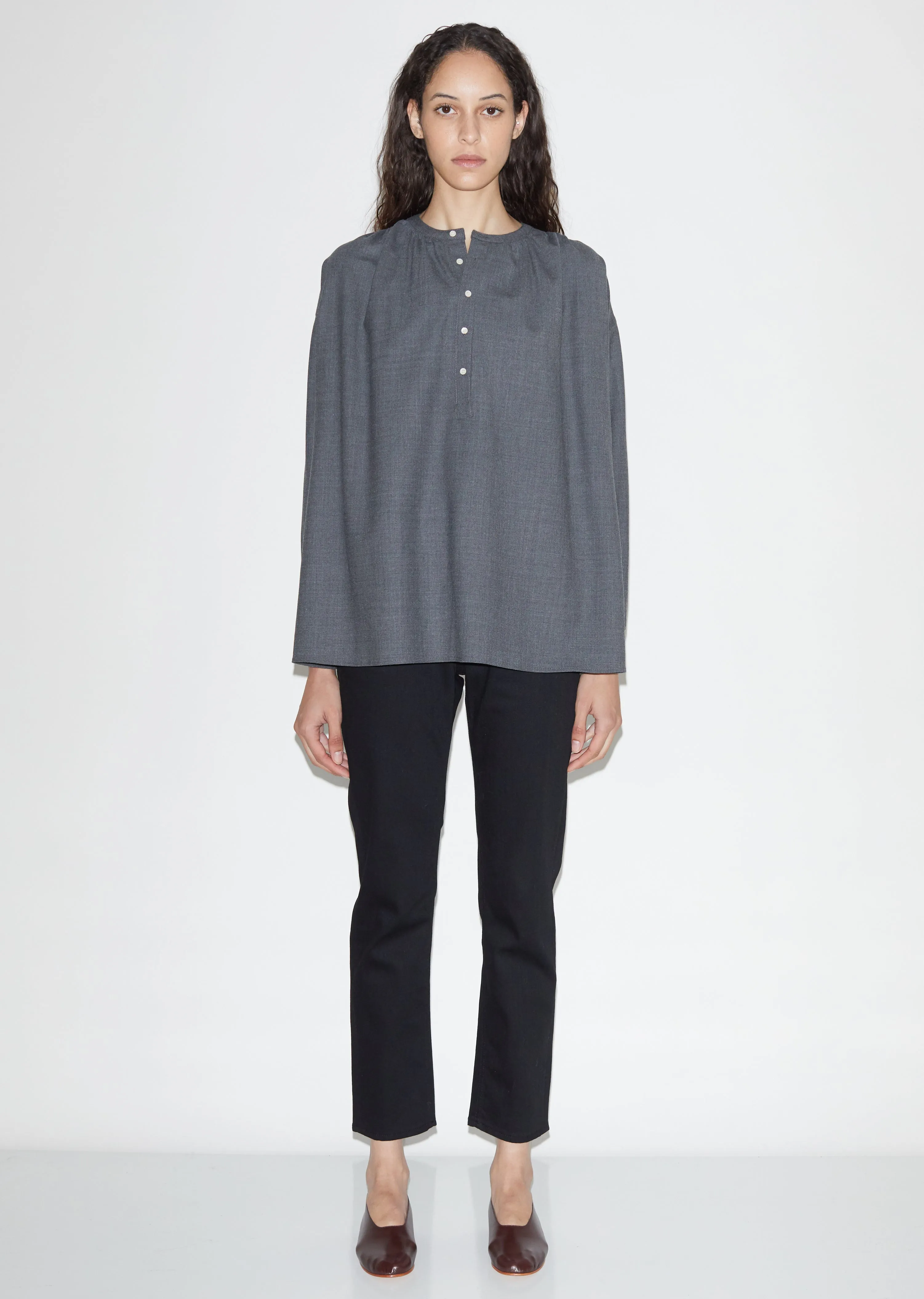 Gathered Wool Cupro Blouse