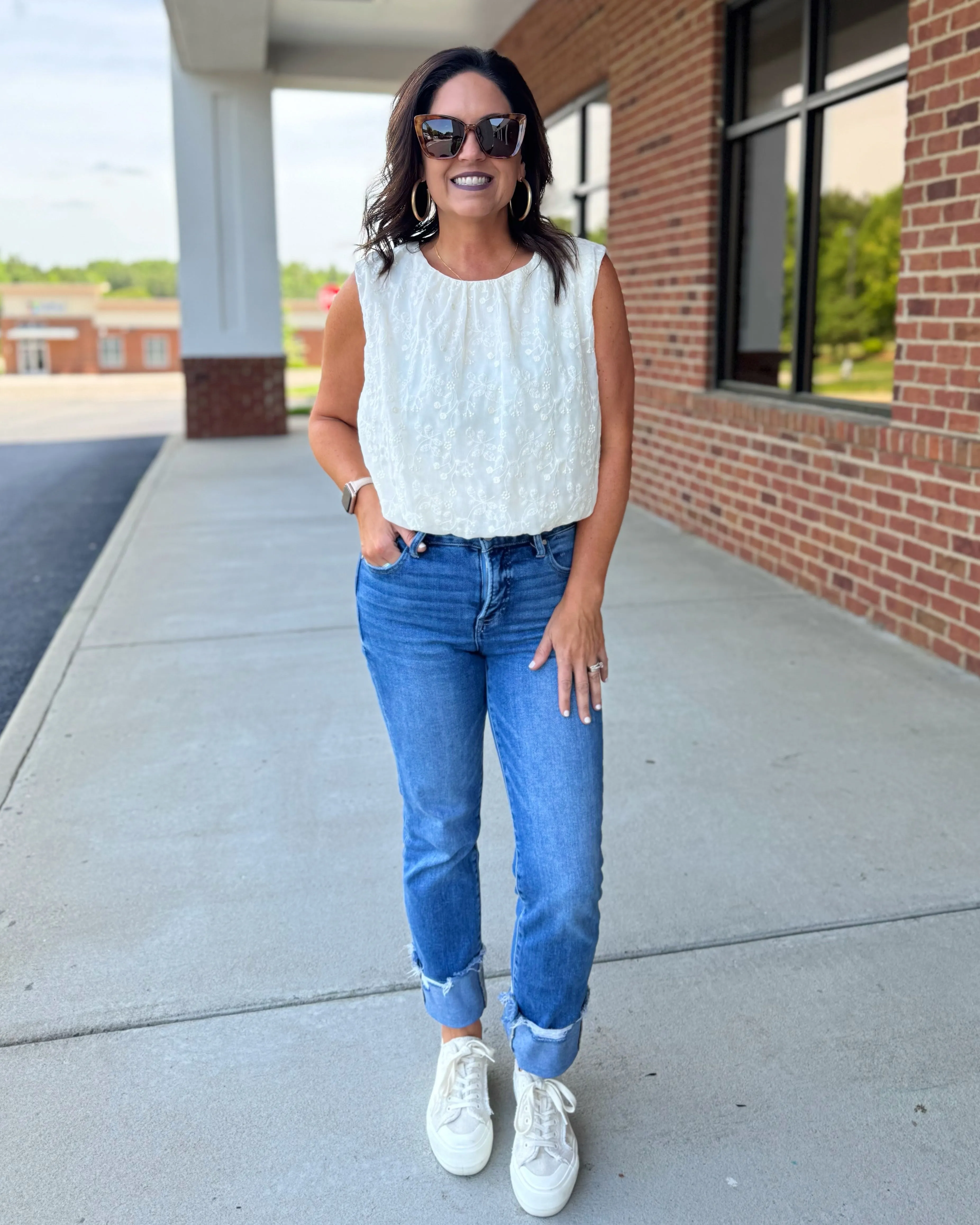 Geneva Embroidery Top in Natural