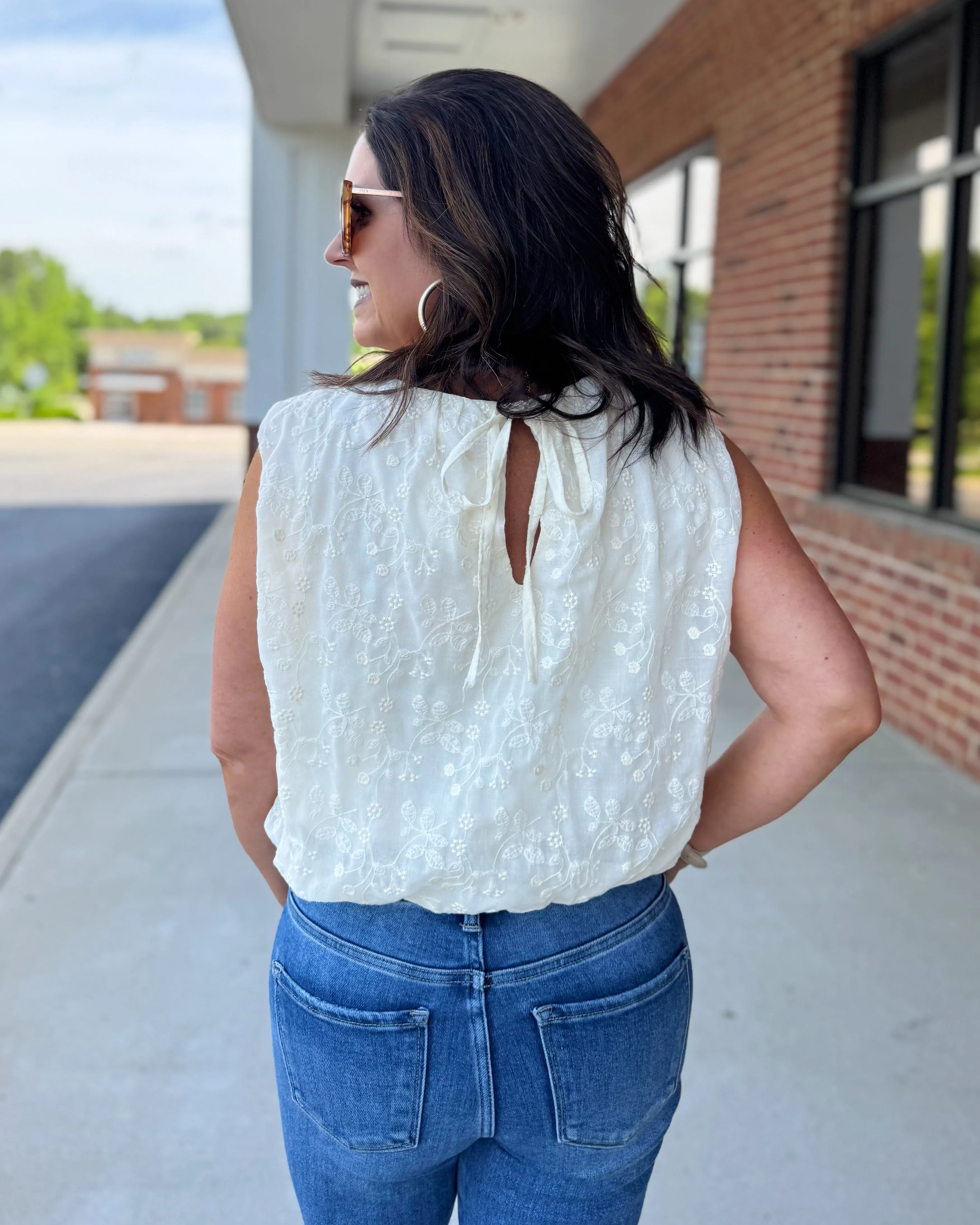 Geneva Embroidery Top in Natural