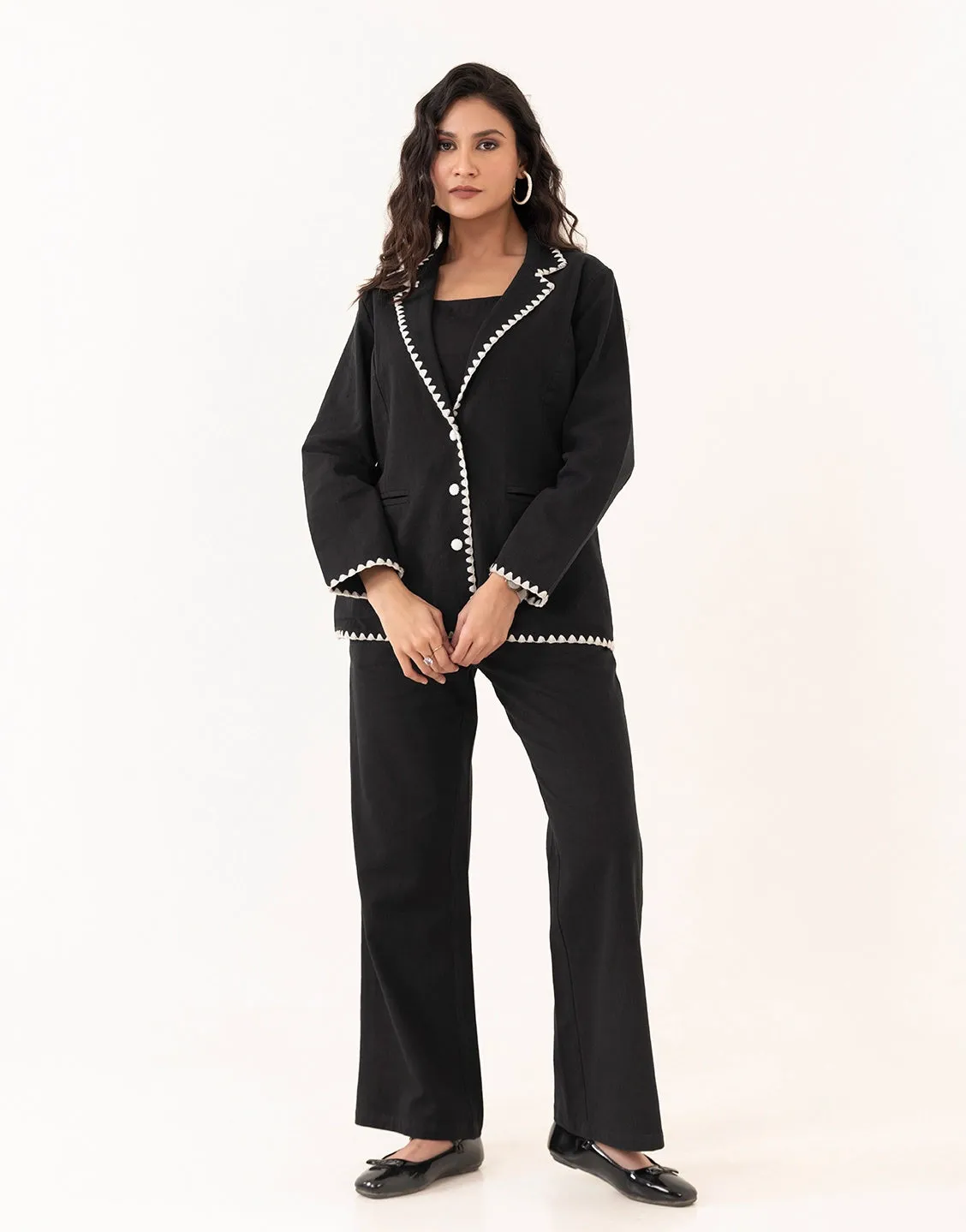GRACE BLACK 3  PCS BLAZER SET
