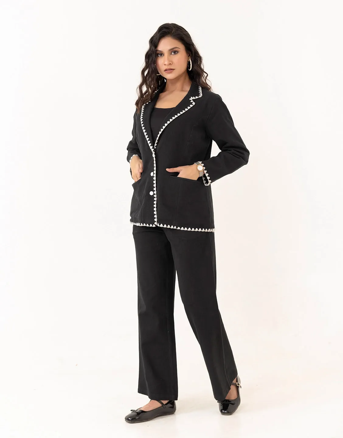 GRACE BLACK 3  PCS BLAZER SET