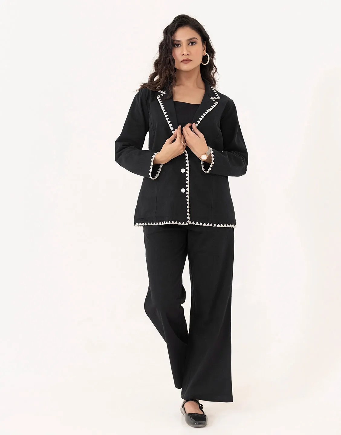 GRACE BLACK 3  PCS BLAZER SET