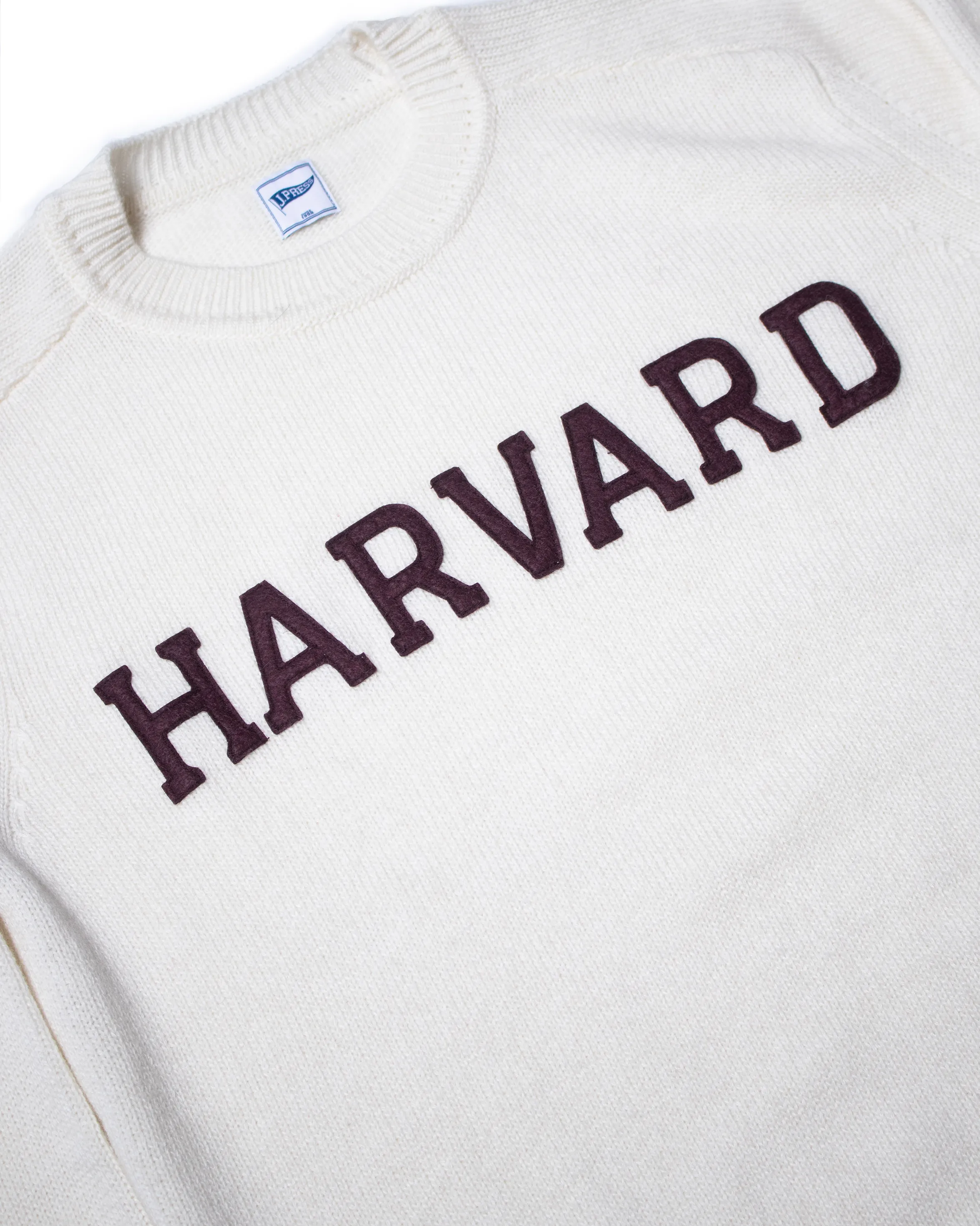 HARVARD WOOL CREW NECK SWEATER - WHITE