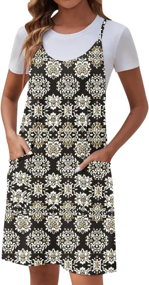 hlysgo Sundresses for Women 2025 Summer Sleeveless Spaghetti Straps Mini Dress Trendy Floral Print Casual Boho Beach Dresses
