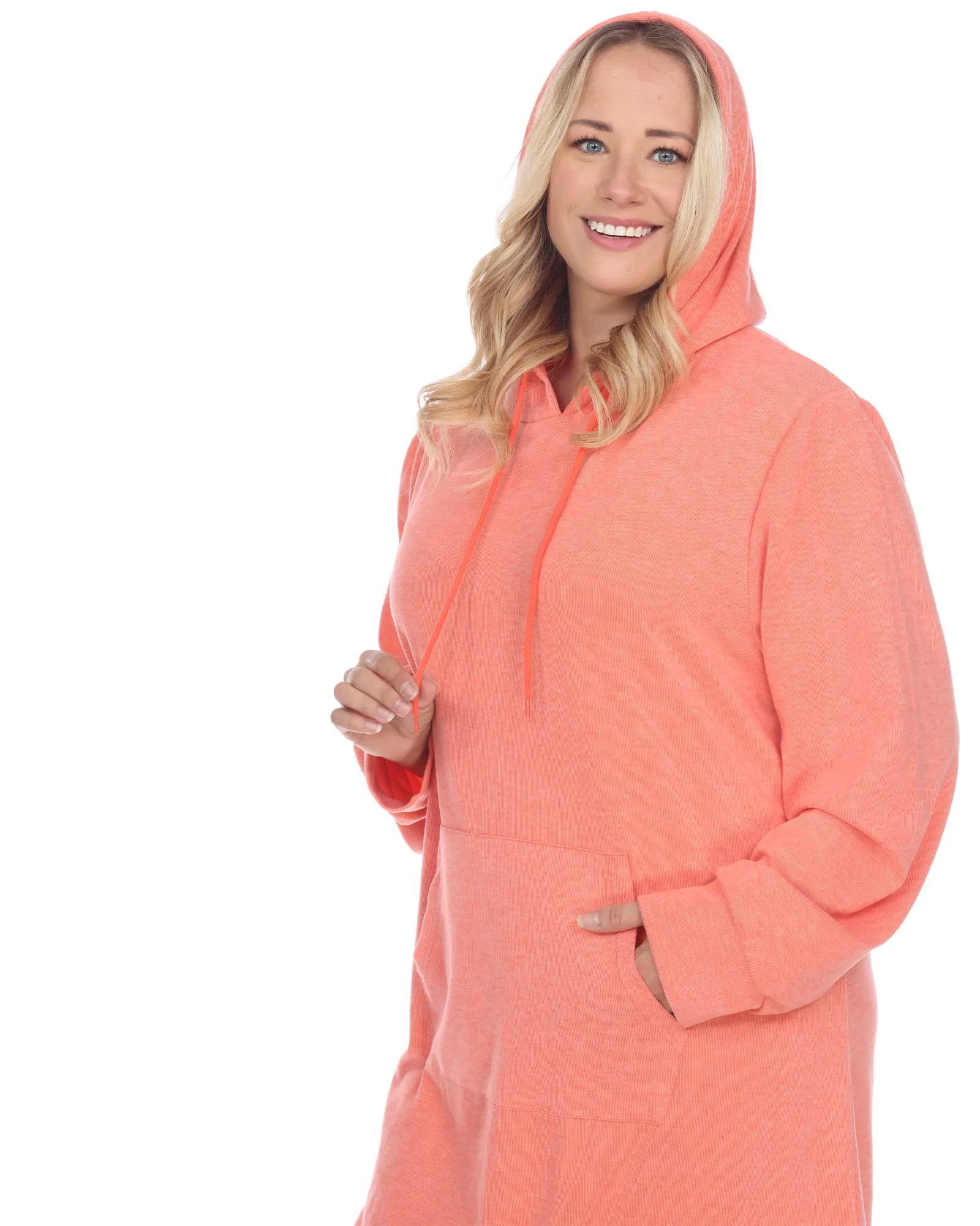 Hoodie Sweatshirt Dress | Coral