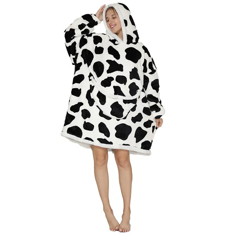 Hoodies Blankets Pajamas Thickened Double Layer Lazy Blanket Super Soft