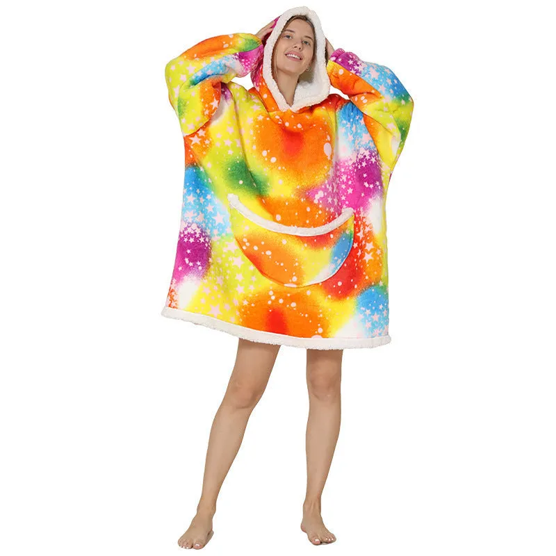 Hoodies Blankets Pajamas Thickened Double Layer Lazy Blanket Super Soft