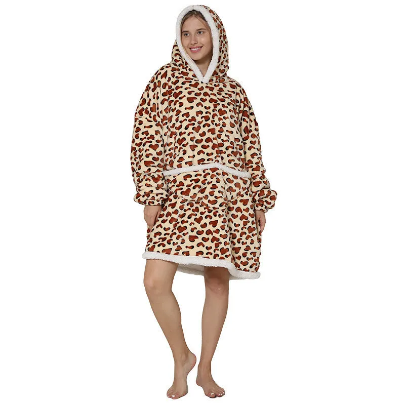 Hoodies Blankets Pajamas Thickened Double Layer Lazy Blanket Super Soft