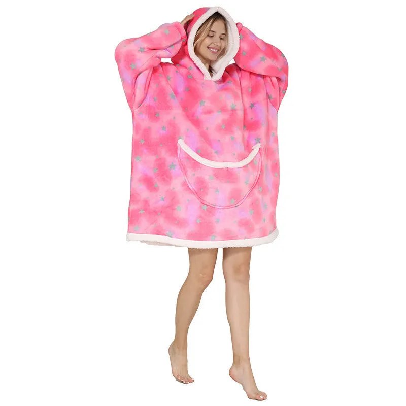 Hoodies Blankets Pajamas Thickened Double Layer Lazy Blanket Super Soft