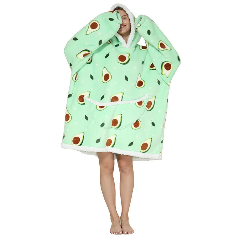 Hoodies Blankets Pajamas Thickened Double Layer Lazy Blanket Super Soft