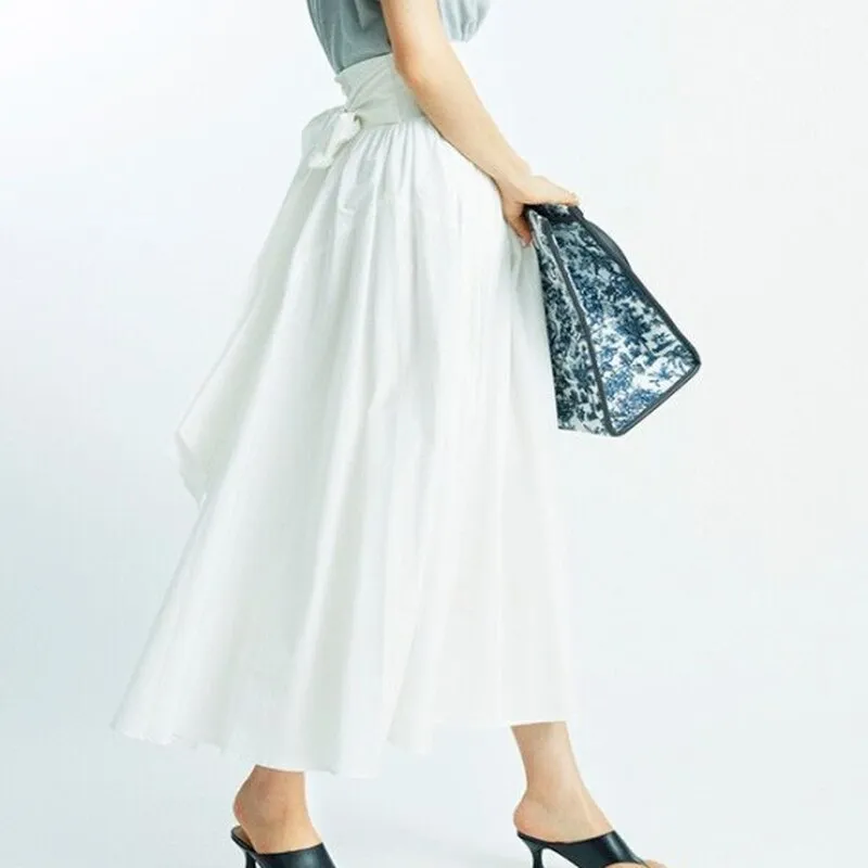 Joskaa Christmas Gift Kuzuwata Stand Collar Puff Sleeve Shirts High Waist Bowknot Sashes Skirts Japan Style Elegant 2024 Summer New Women clothes