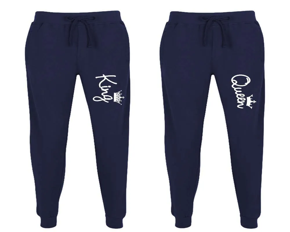 King & Queen Couple Matching Jogger Pants – Unisex Designed Sweatpants, Sold Separately for Men & Women | Stylish Mix & Match Options