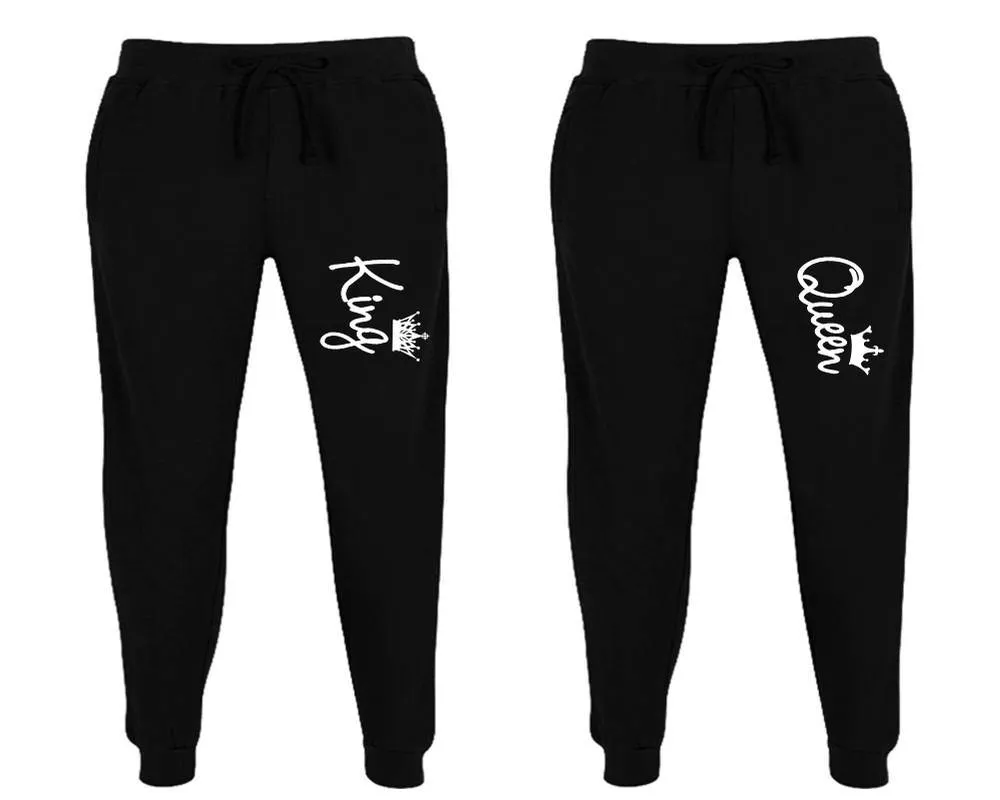 King & Queen Couple Matching Jogger Pants – Unisex Designed Sweatpants, Sold Separately for Men & Women | Stylish Mix & Match Options