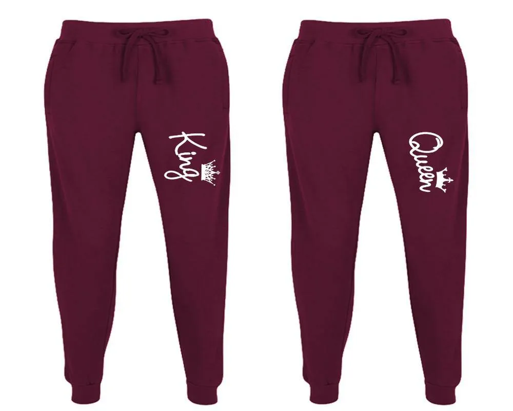King & Queen Couple Matching Jogger Pants – Unisex Designed Sweatpants, Sold Separately for Men & Women | Stylish Mix & Match Options